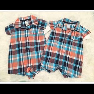 Carter’s size 3 month plaid twin matching outfits